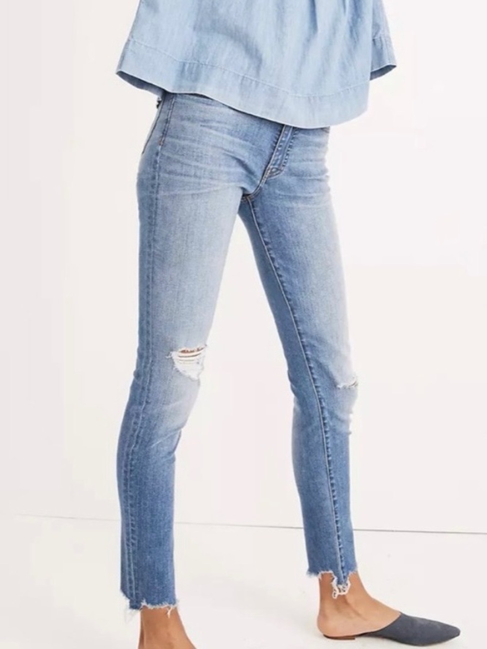 Madewell 9" High-Rise Skinny Jeans 28w Torn Knee Edition